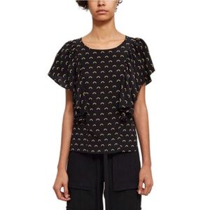 #96-OPENING CEREMONY- silk blouse with mini rainbow print